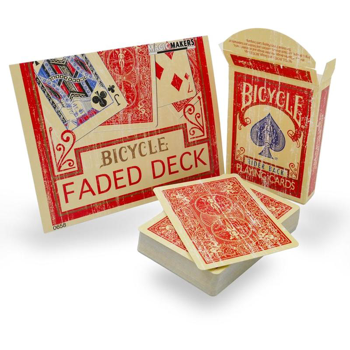 Bicycle Rider Back Faded Red Deck Magic Makers