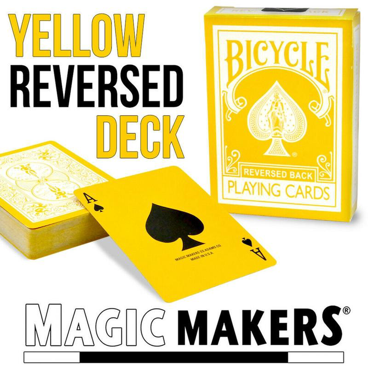 Reversed Back Bicycle Deck Yellow Magic Makers