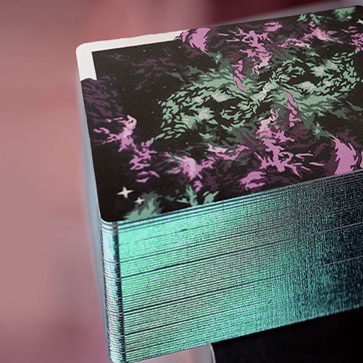 Gilded Nebula Stellar Green Playing Cards (green star)