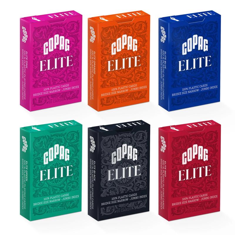 2 Random Decks Copag Elite 100% Plastic Playing Cards Bridge Size Jumbo Index