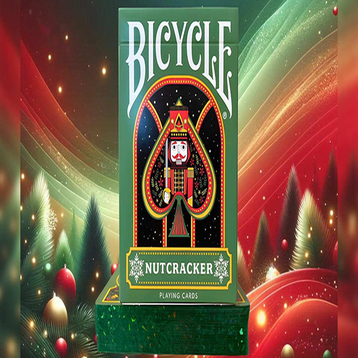 Bicycle Nutcracker, Green Gilded Playing Cards
