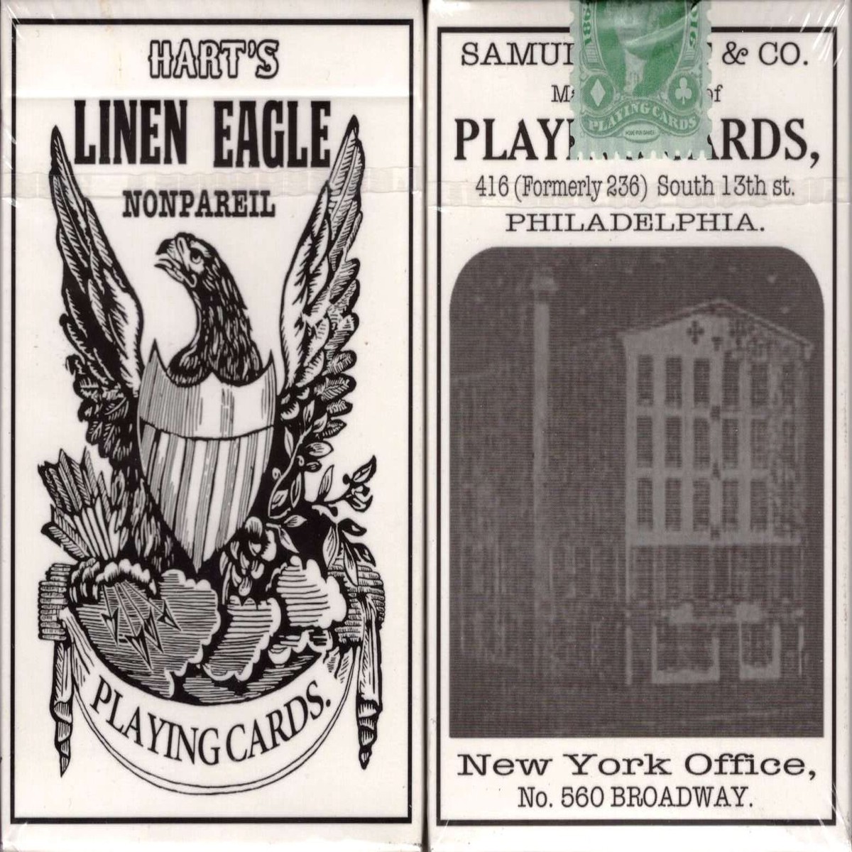 1864 Saladee's Replica Playing Cards Standard Deck Hart's Linen Eagle Deck