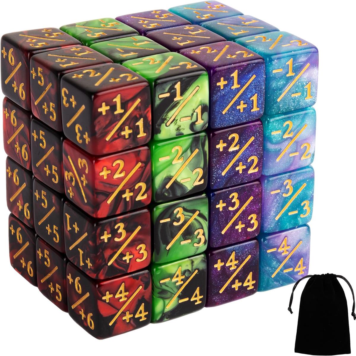 48 PCS Magic The Gathering MTG Counter Dice Marble Bulk Life Counters Tokens Dice Compatible with Magic Card Game Accessories CCG Creature Stats 4 Colors