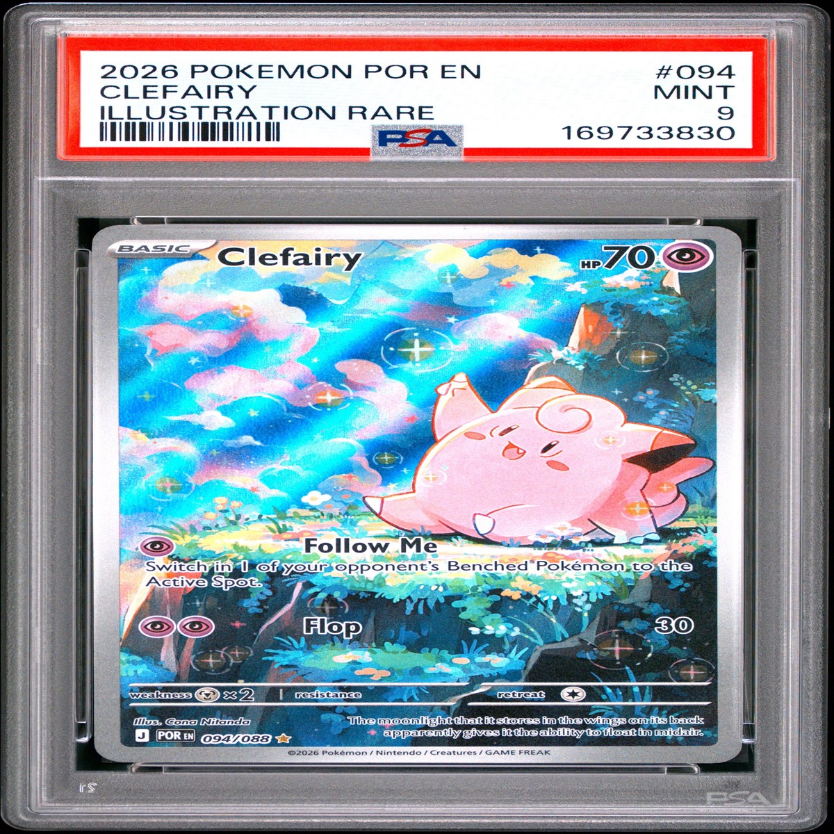 2026 Pokemon Por En-Perfect Order 094 Clefairy Illustration Rare - PSA 9