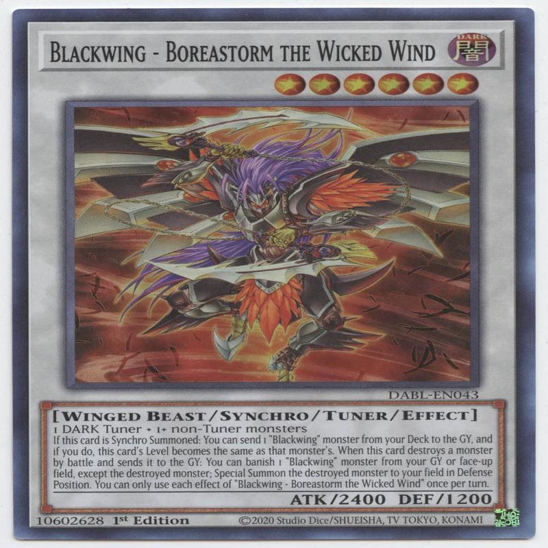 Yu-Gi-Oh! Blackwing - Boreastorm The Wicked Wind - Dabl-En043 - Super Rare - 1St Edition