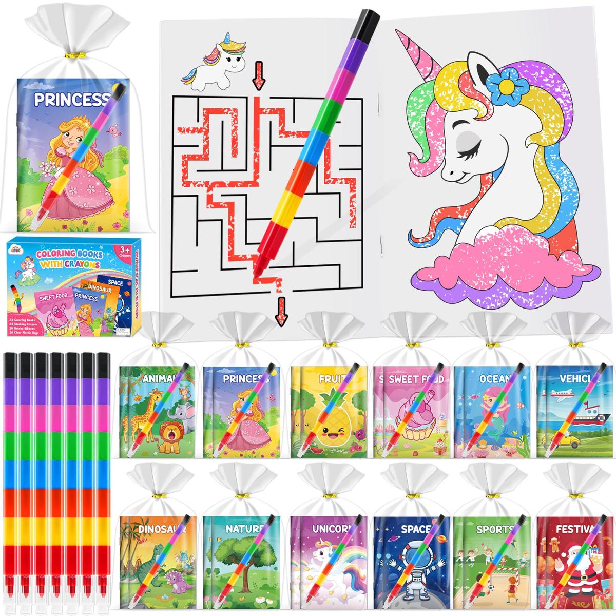 ZMLM 48 Pack Coloring Books for Kids with Crayons,Graduation Party Favors for Kids 4-8, Goodie Bags Stuffers for Toddlers, Class