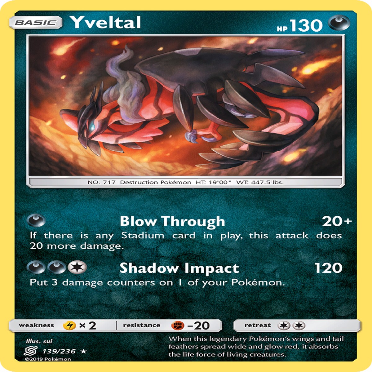 Yveltal 139236 - Unified Minds Reverse Holofoil