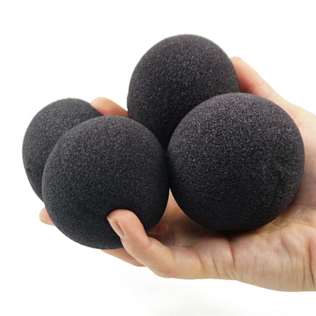 3 inch Super Soft Sponge Ball (Black) Pack of 4 from Magic by Gosh. (7.6 , 4 ) -