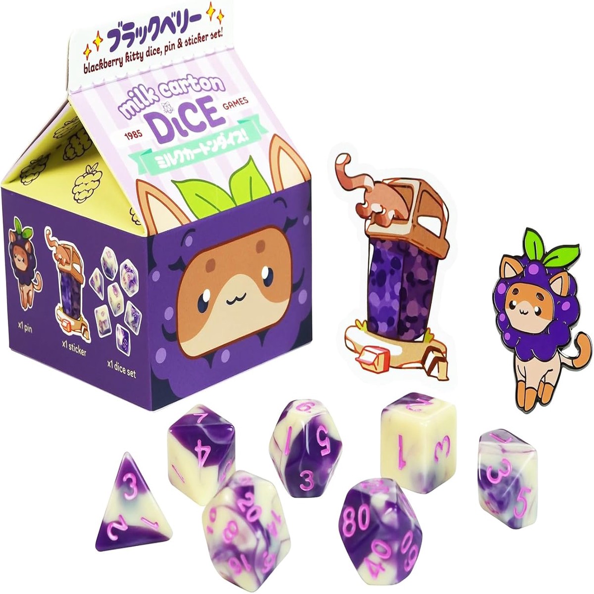 1985 Games BlackBerry Cat Milk Carton Dice Meet The Adorable Residents of Fruit Meadows with This Charming Collectible Set