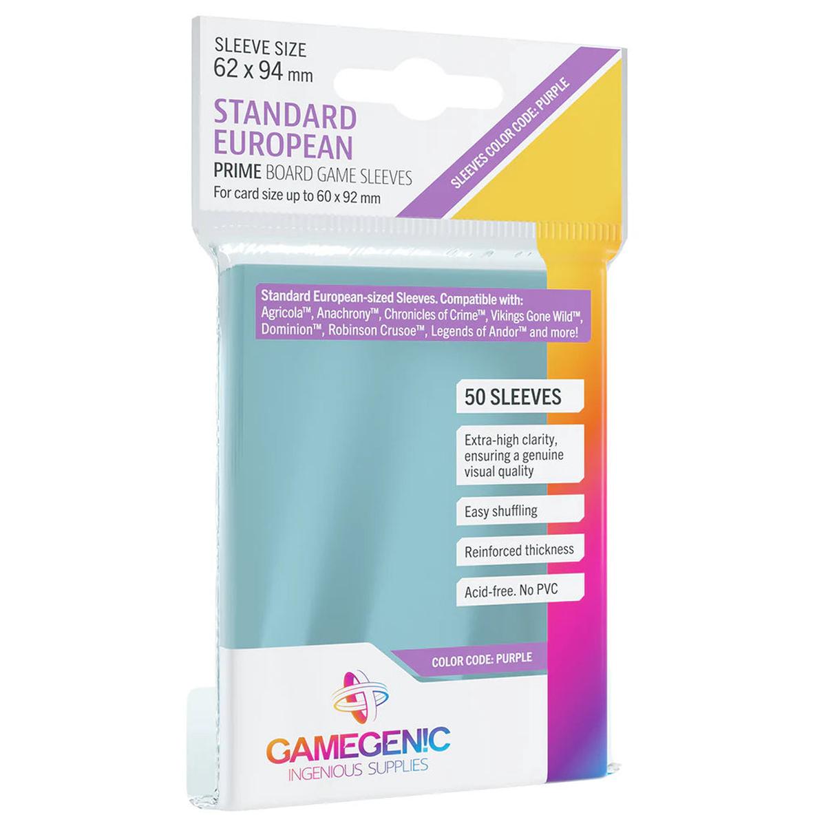Board Game Sleeves Standard European Clear