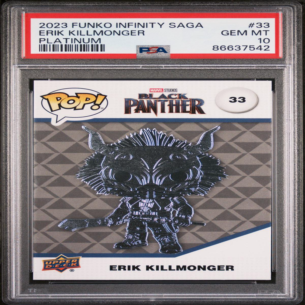 2023 UPPER DECK FUNKO POP MARVEL ERIK KILLMONGER PLATINUM 33 PSA 10