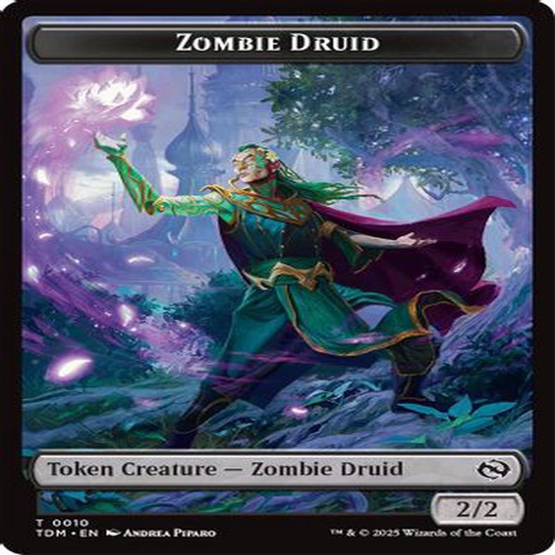 Zombie Druid // Treasure Double-Sided Token (TDM-10 // 16) - Tarkir: Dragonstorm Foil [Token]